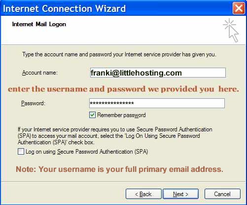enter your username and password and click finish. enter your username and password, and click finish.