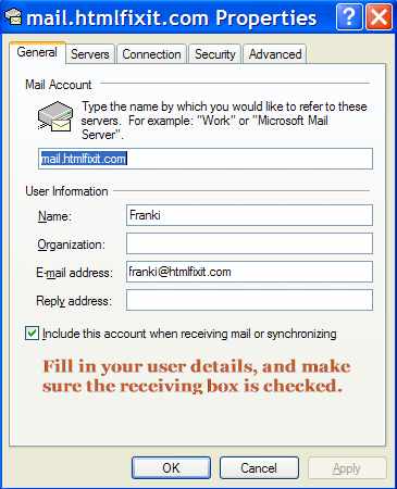 Fill in user details and click the "Advanced" tab. Fill in user details and click the "Advanced" tab.