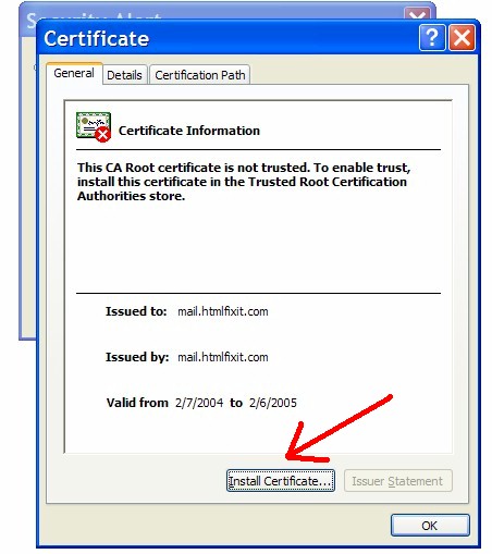 Click "Install Certificate".