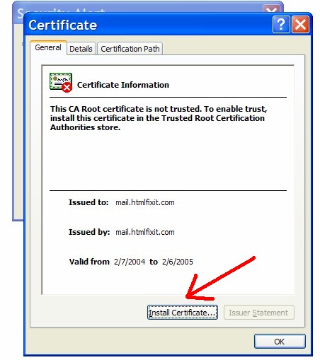 Click "Install Certificate". Click "Install Certificate".